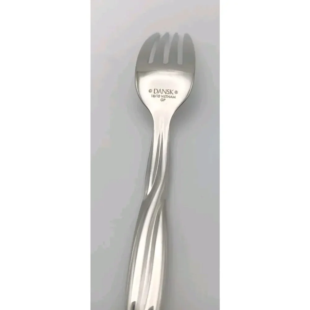 Dansk Aalto Salad Fork 18/10 Stainless Glossy Flatware Vietnam Rare NOS Twist